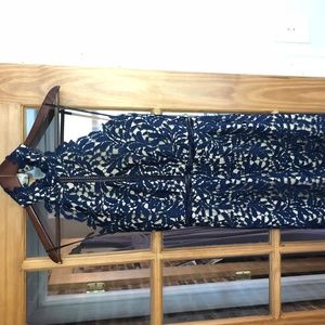 Divine Destiny Navy Blue Lace Midi Dress